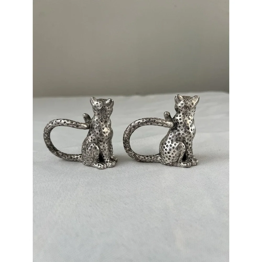 Arthur Court 2000 Safari Leopard Napkin Rings Set of 2 Aluminum Jungle Decor